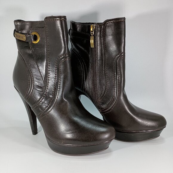 GUESS Stiletto Ankle Boots-Booties Brown Size: 9M w/Box - Picture 1 of 16